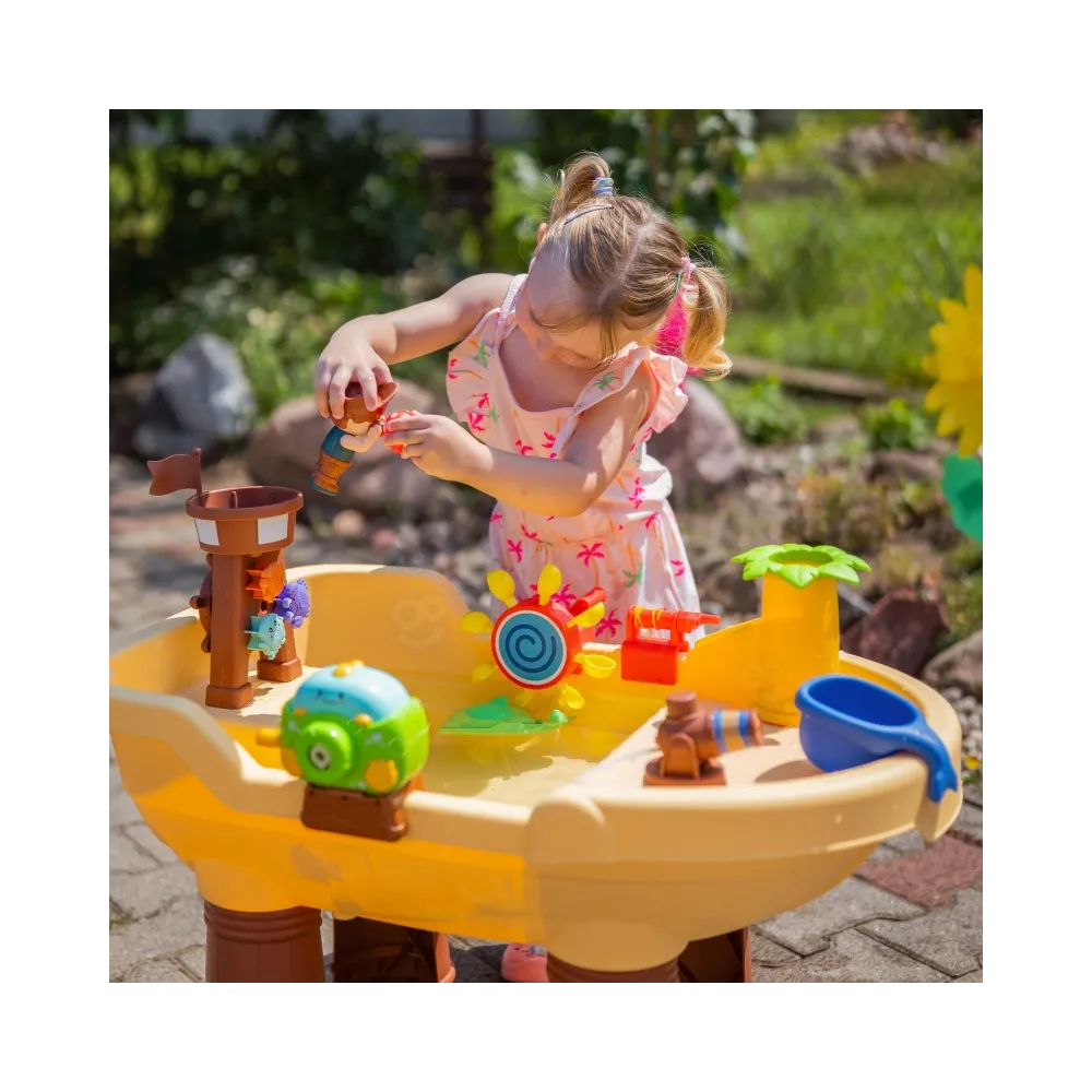 WOOPIE Stolik Wodny 2w1 Piaskownica Statek Piracki XL z Maszyna do Robienia Baniek Mydlanych