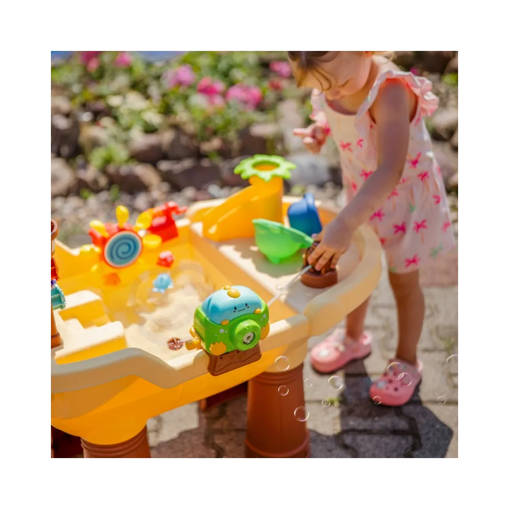 WOOPIE Stolik Wodny 2w1 Piaskownica Statek Piracki XL z Maszyna do Robienia Baniek Mydlanych