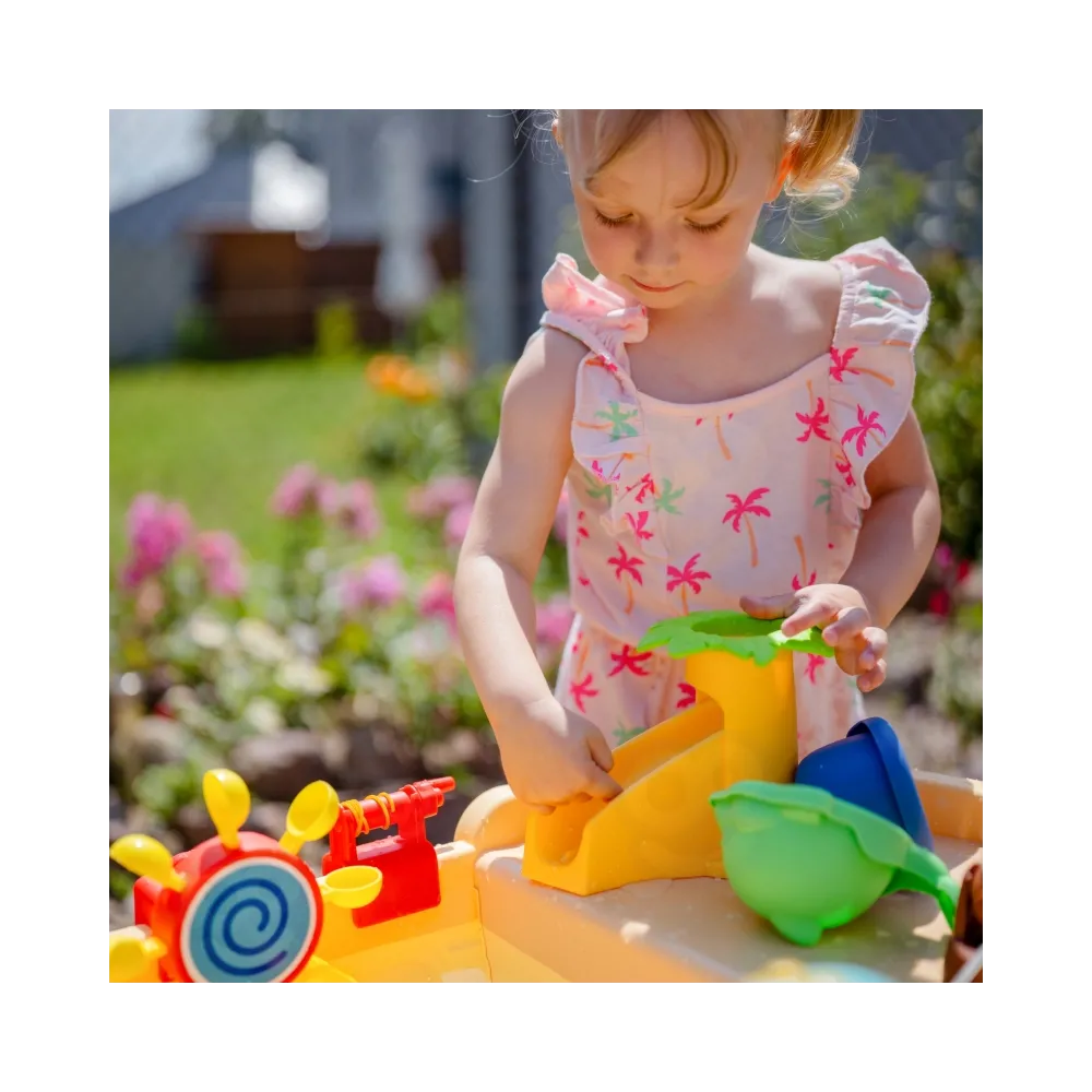 WOOPIE Stolik Wodny 2w1 Piaskownica Statek Piracki z Parasolem XL z Maszyna do Robienia Baniek Mydlanych