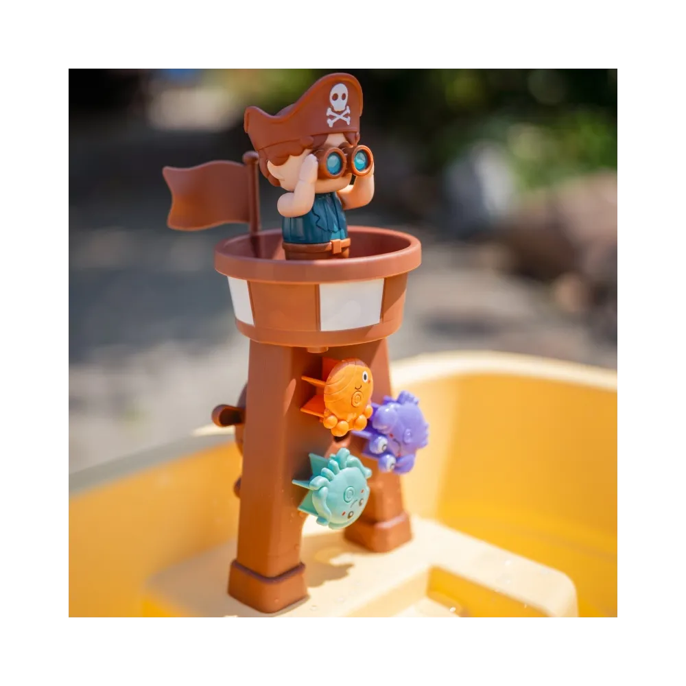 WOOPIE Stolik Wodny 2w1 Piaskownica Statek Piracki z Parasolem XL z Maszyna do Robienia Baniek Mydlanych