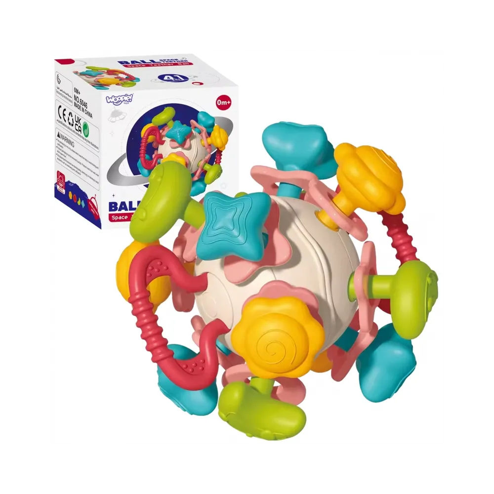 WOOPIE BABY Miękka Grzechotka 4w1 Gryzak Zabawka Sensoryczna dla Niemowląt 0m+