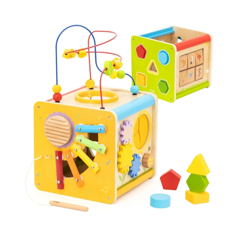 Viga Drewniana Kostka Edukacyjna 5w1