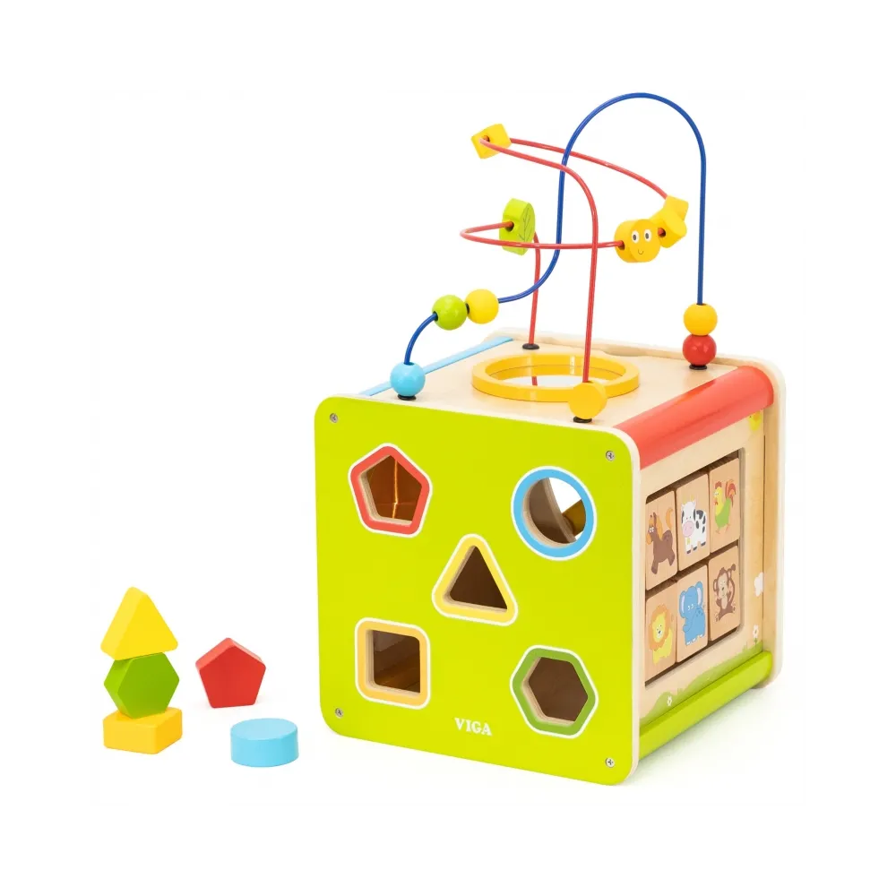 Viga Drewniana Kostka Edukacyjna 5w1