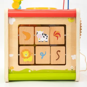 Viga Drewniana Kostka Edukacyjna 5w1