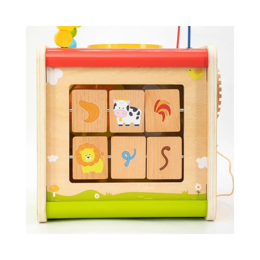 Viga Drewniana Kostka Edukacyjna 5w1