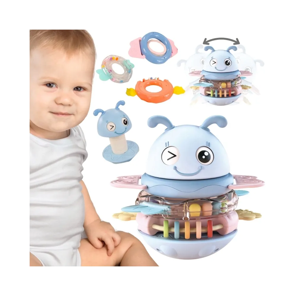 WOOPIE Baby Wańka Wstańka Zabawka Sensoryczna 2w1 Grzechotka Gryzak