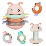 WOOPIE Baby Wańka Wstańka Zabawka Sensoryczna 2w1 Grzechotka Gryzak Różowa