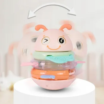 WOOPIE Baby Wańka Wstańka Zabawka Sensoryczna 2w1 Grzechotka Gryzak Różowa