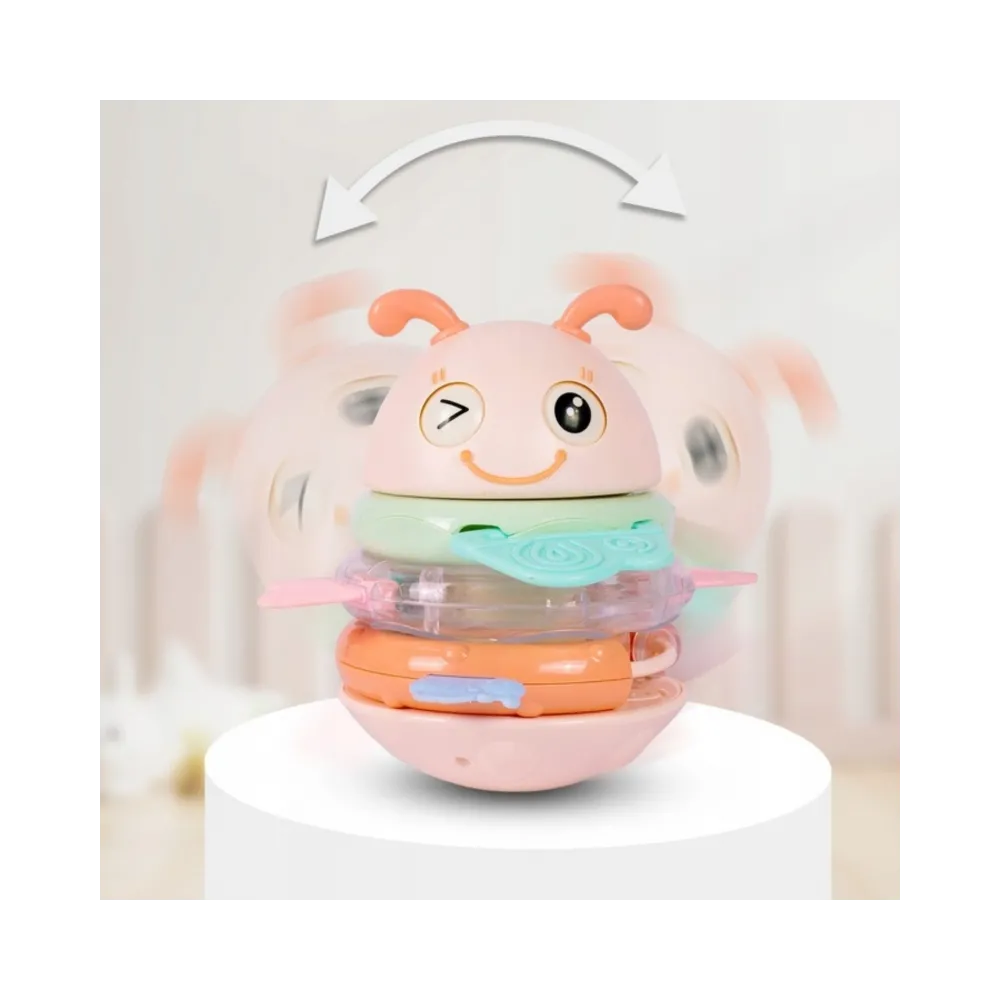 WOOPIE Baby Wańka Wstańka Zabawka Sensoryczna 2w1 Grzechotka Gryzak Różowa