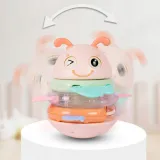 WOOPIE Baby Wańka Wstańka Zabawka Sensoryczna 2w1 Grzechotka Gryzak Różowa