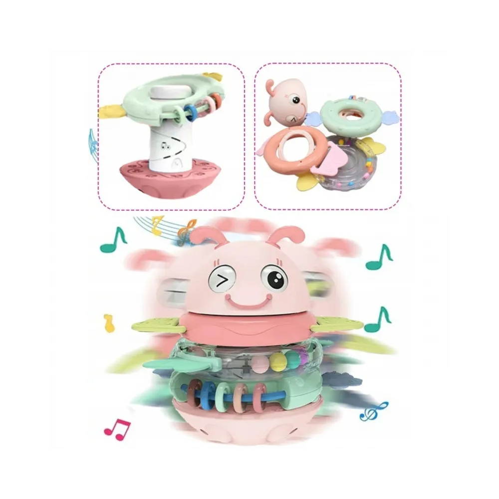 WOOPIE Baby Wańka Wstańka Zabawka Sensoryczna 2w1 Grzechotka Gryzak Różowa