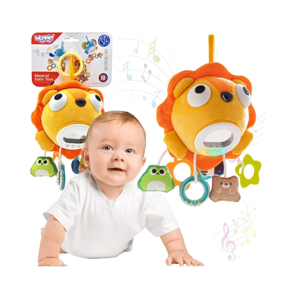 WOOPIE Baby Pluszowy Lew Maskotka Interaktywna Przytulanka Muzyczna z Zawieszkami i Gryzakami