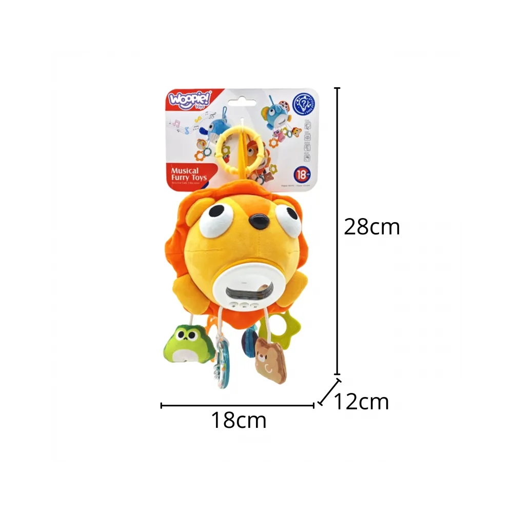 WOOPIE Baby Pluszowy Lew Maskotka Interaktywna Przytulanka Muzyczna z Zawieszkami i Gryzakami