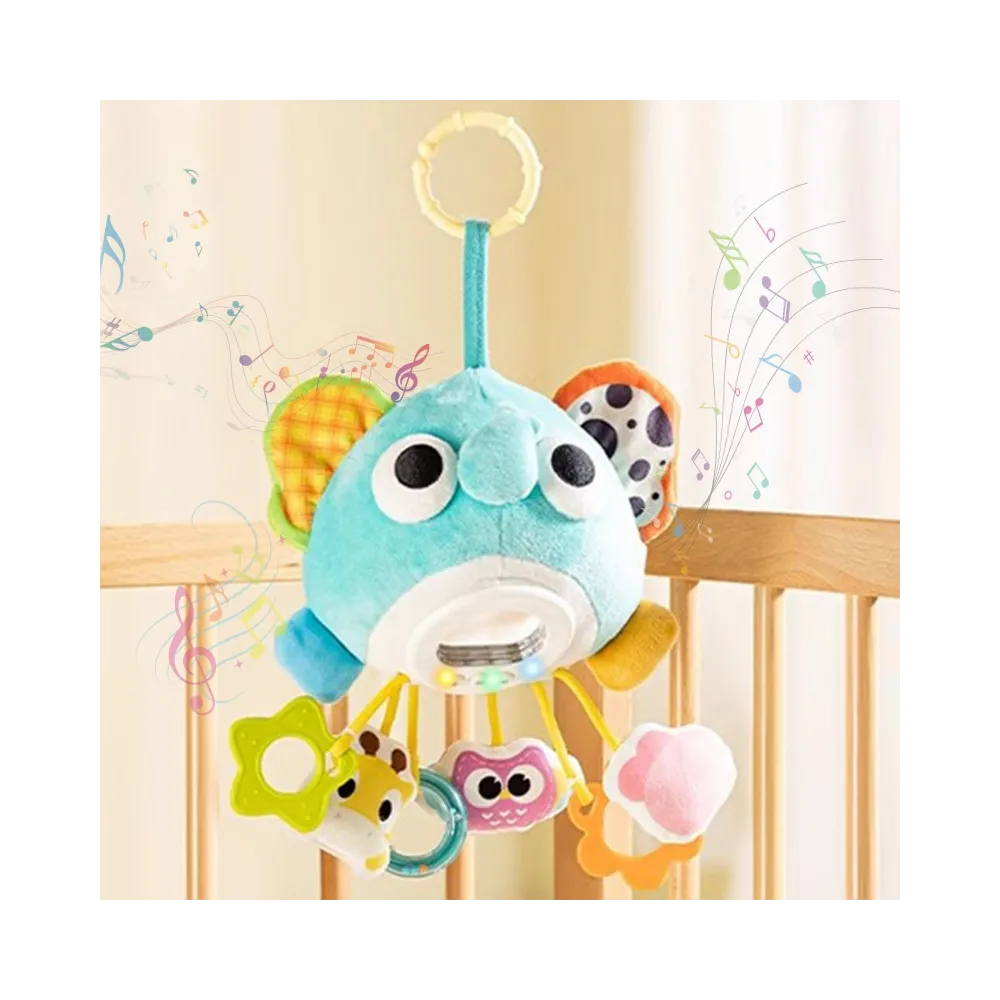 WOOPIE Baby Pluszowy Słonik Maskotka Interaktywna Przytulanka Muzyczna z Zawieszkami i Gryzakami