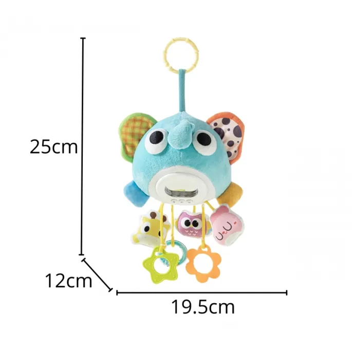 Słonik z praktycznym uchwytem do mocowania w wózku.