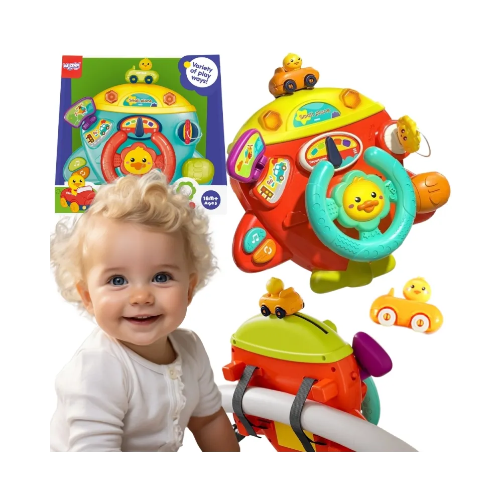 WOOPIE BABY Interaktywna Kierownica Samolot Pojazd na Łózeczko Wózek Efekty 18m+