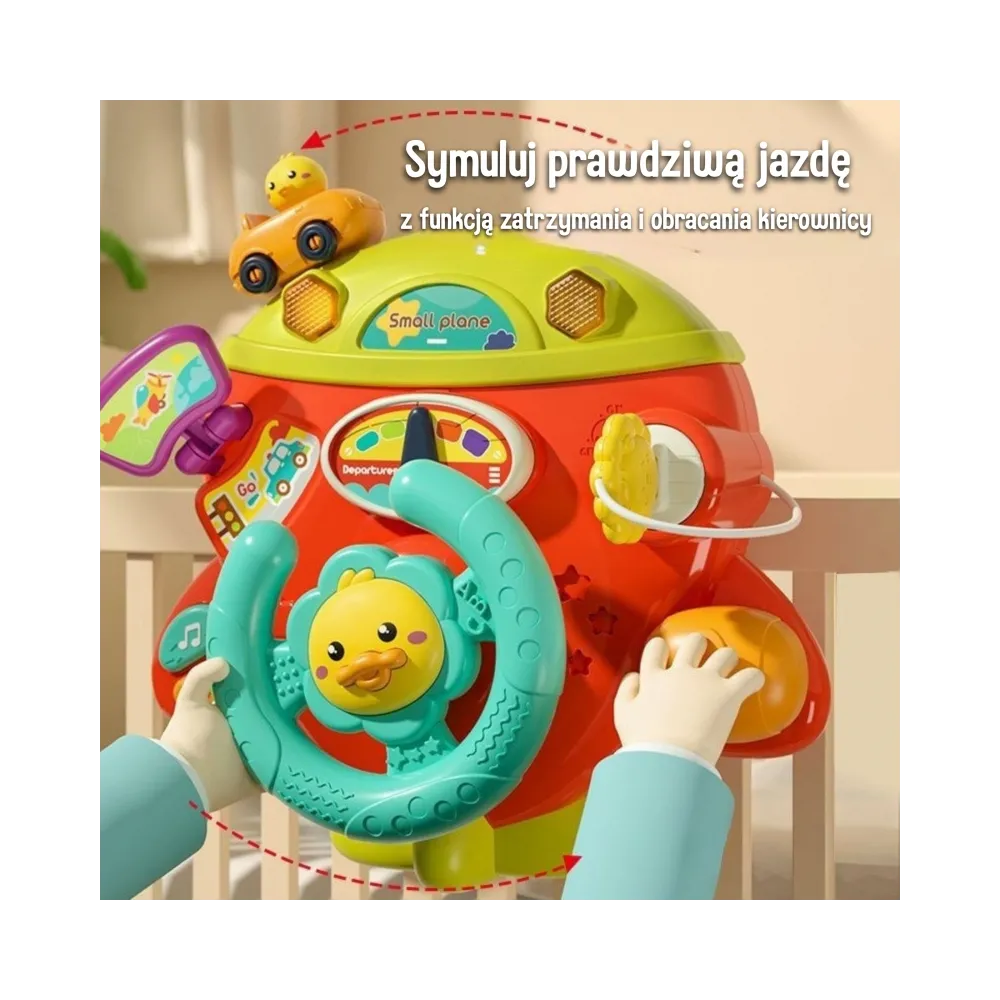 WOOPIE BABY Interaktywna Kierownica Samolot Pojazd na Łózeczko Wózek Efekty 18m+