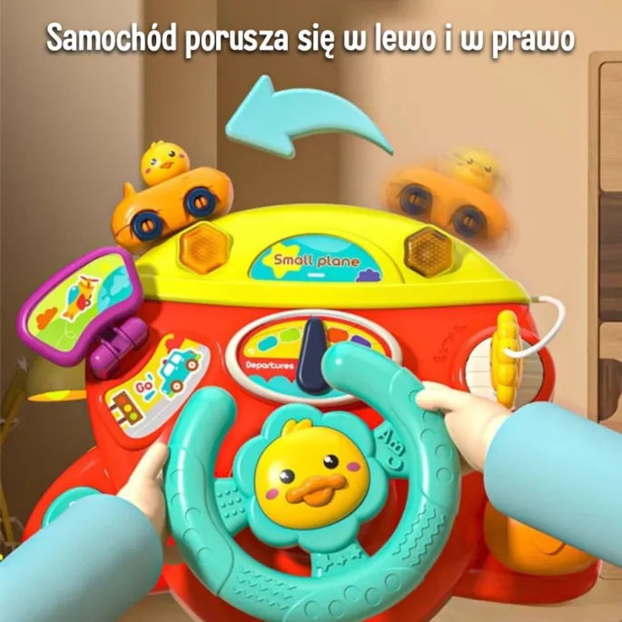 Kierownica samolotu z ruchomymi elementami dla malucha.