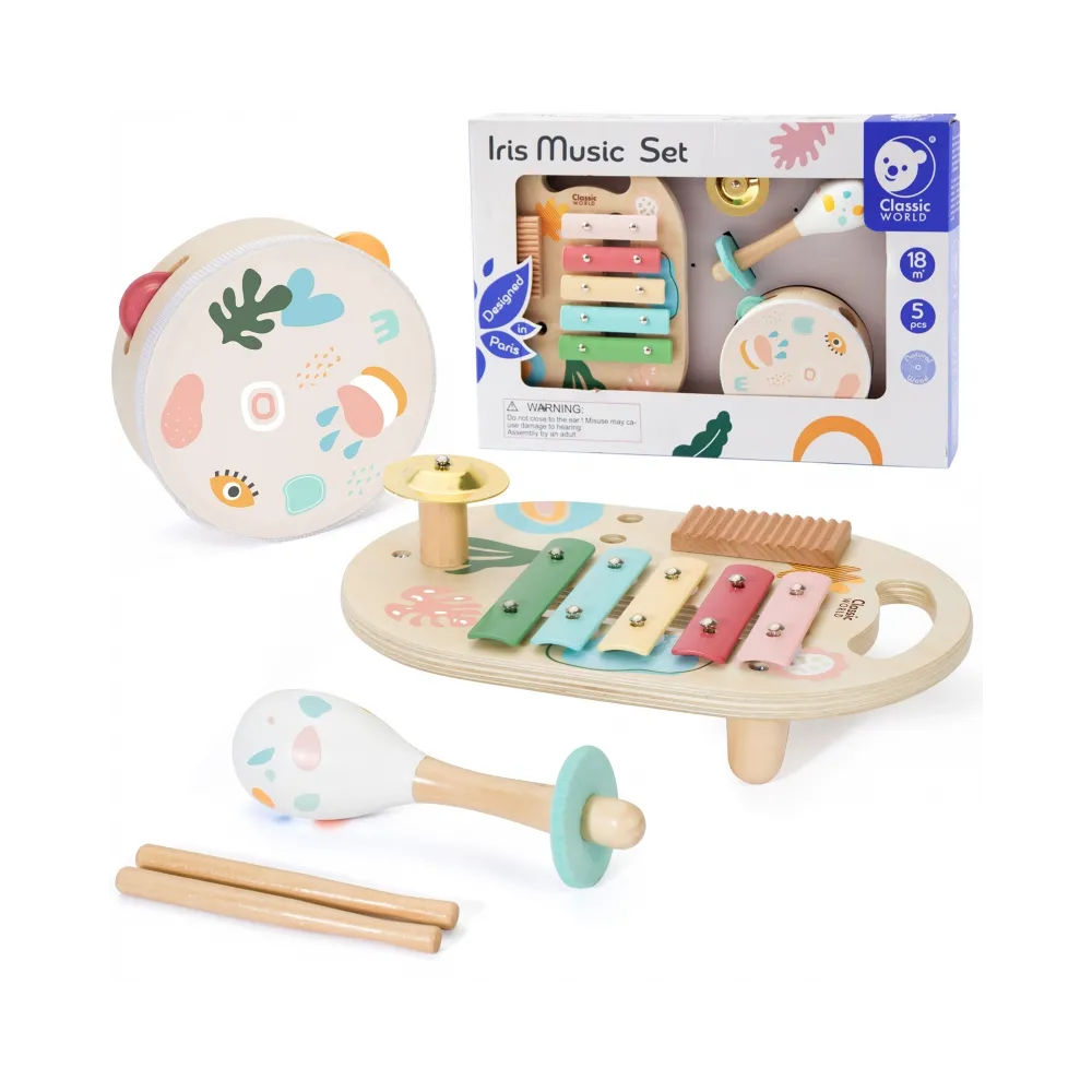 CLASSIC WORLD Zestaw Instrumenty Muzyczne dla Dzieci Cymbałki Bębenek Grzechotka 5 el.