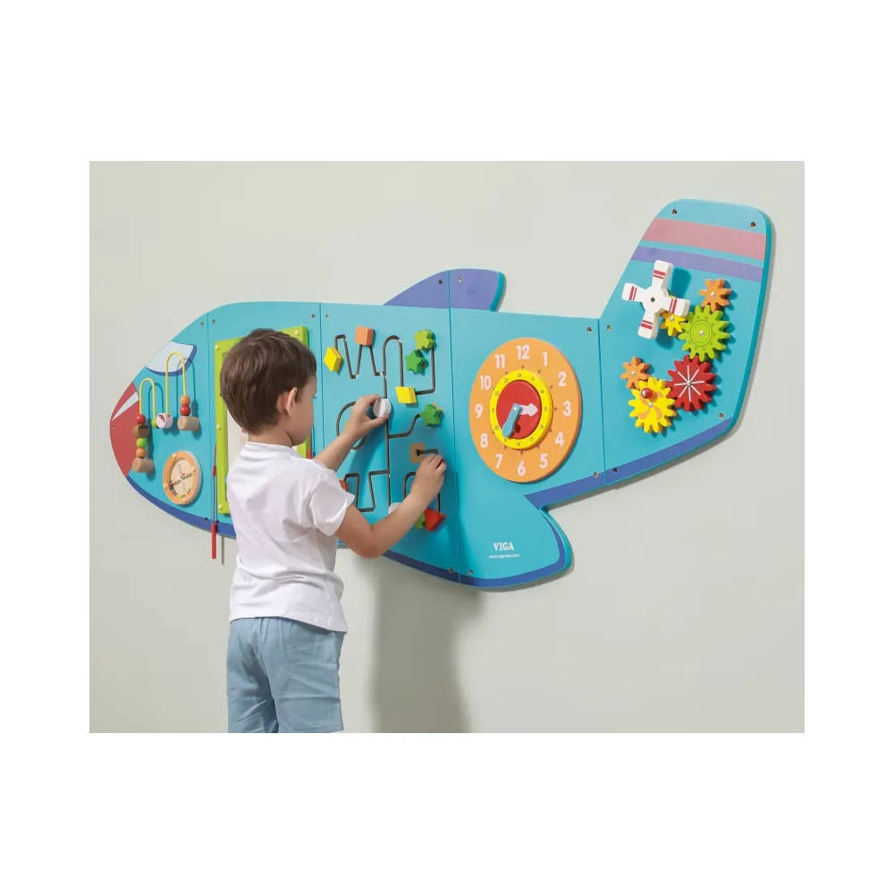 VIGA Drewniana Tablica Sensoryczna Manipulacyjna Samolot Certyfikat FSC Montessori