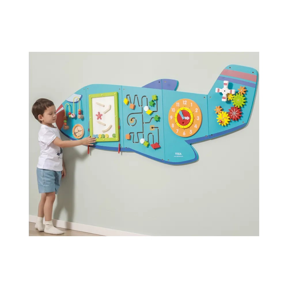 VIGA Drewniana Tablica Sensoryczna Manipulacyjna Samolot Certyfikat FSC Montessori