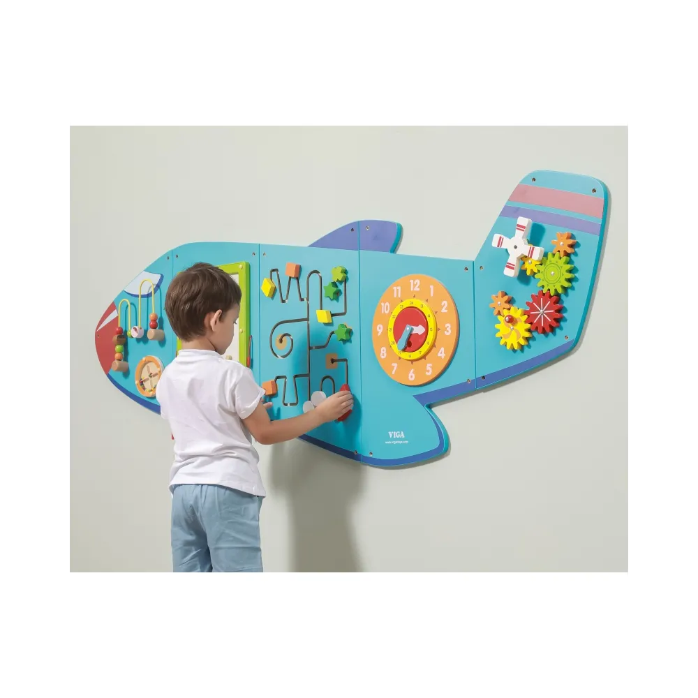 VIGA Drewniana Tablica Sensoryczna Manipulacyjna Samolot Certyfikat FSC Montessori