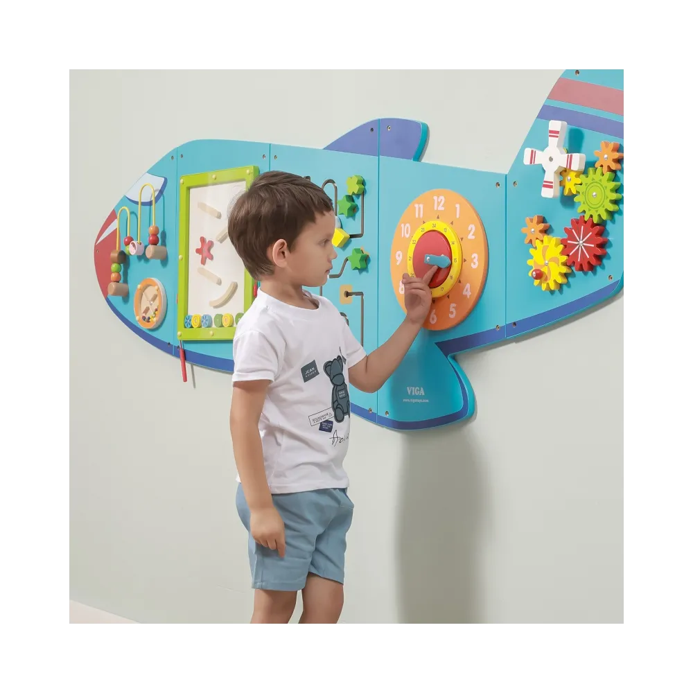 VIGA Drewniana Tablica Sensoryczna Manipulacyjna Samolot Certyfikat FSC Montessori