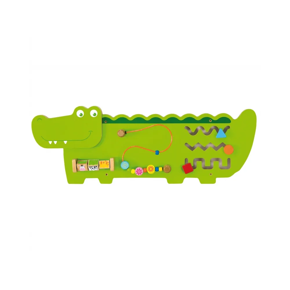 VIGA Tablica Edukacyjna Manipulacyjna Sensoryczna Drewniana Krokodyl Certyfikat FSC Montessori