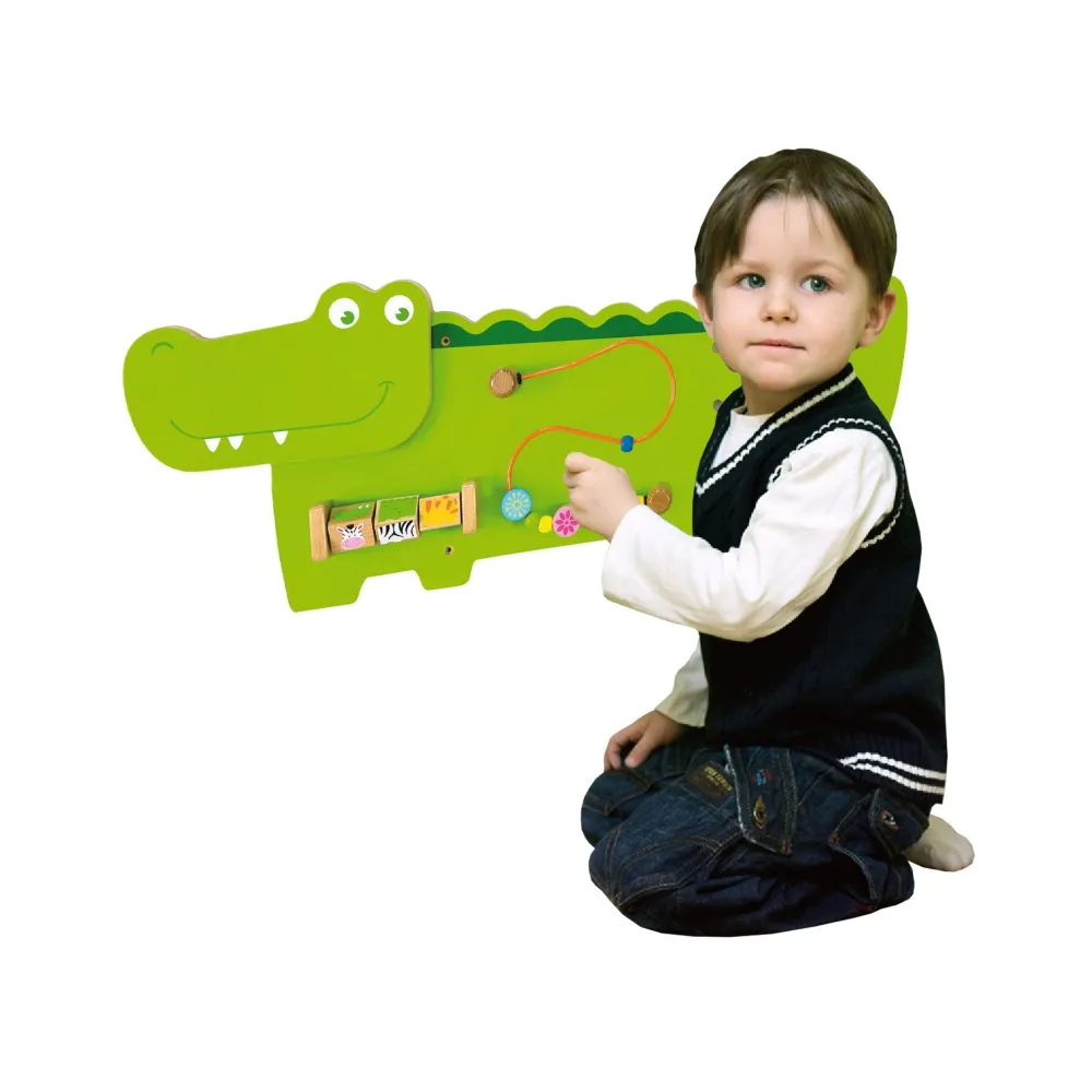 VIGA Tablica Edukacyjna Manipulacyjna Sensoryczna Drewniana Krokodyl Certyfikat FSC Montessori