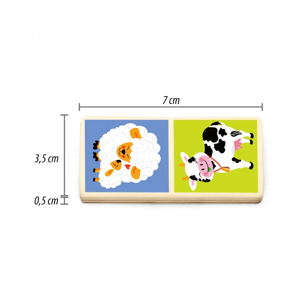 VIGA Edukacyjne Klocki Domino Drewniane gra Farma 28 elementów Montessori