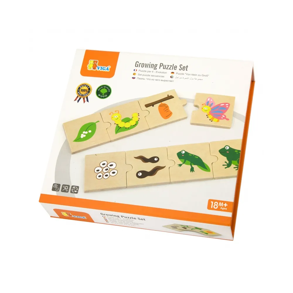 VIGA Drewniane Puzzle Rosnące zwierzątka i rośliny