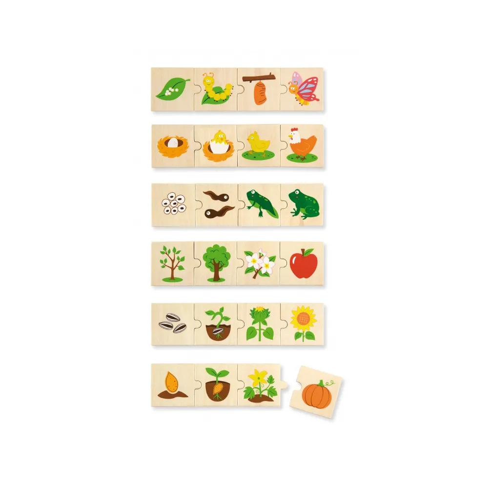 VIGA Drewniane Puzzle Rosnące zwierzątka i rośliny