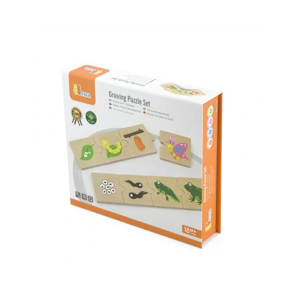 VIGA Drewniane Puzzle Rosnące zwierzątka i rośliny
