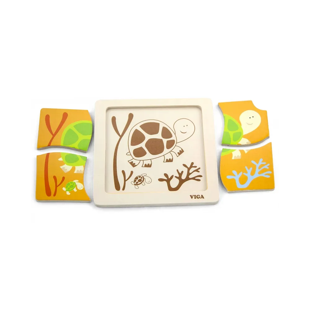 VIGA Puzzle drewniane 12 plansz po 4 puzzle w stojaku