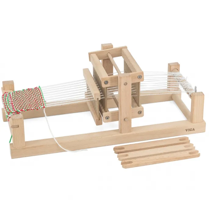 Bezpieczne krosno tkackie z drewna, idealne dla dzieci.