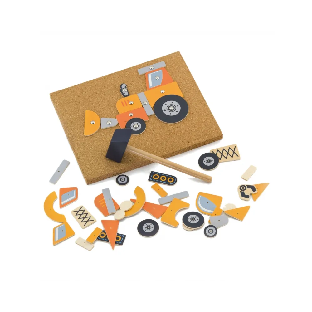 VIGA Drewniana Przybijanka Pojazdy budowlane 45 elementów Montessori