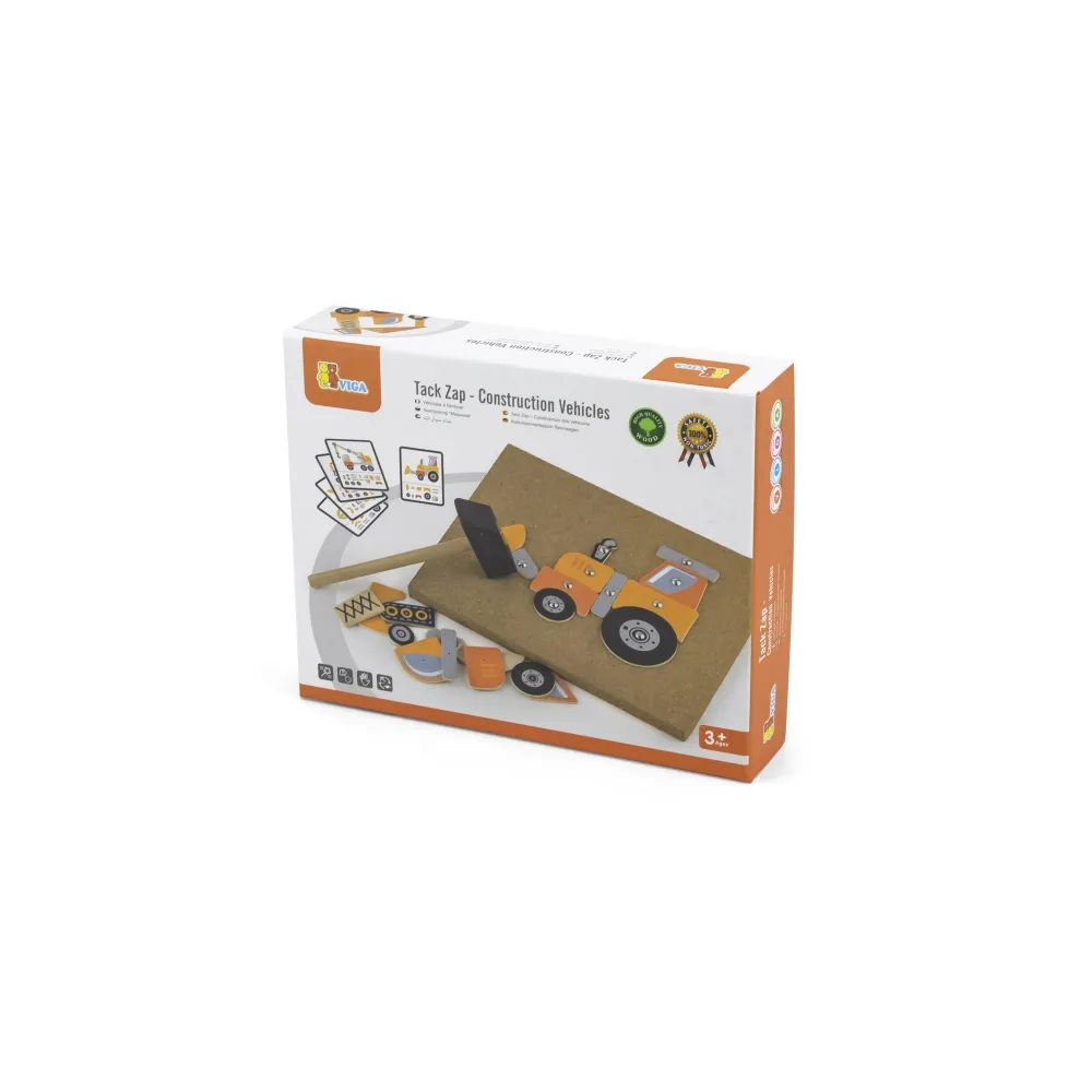 VIGA Drewniana Przybijanka Pojazdy budowlane 45 elementów Montessori