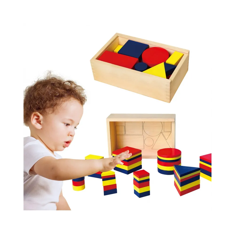 Drewniane Klocki Dienesa Figury geometryczne Viga Toys Montessori
