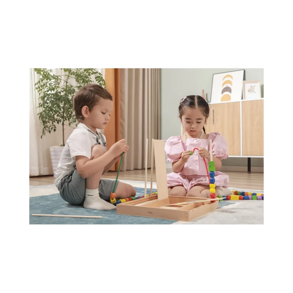 Drewniana układanka edukacyjna Montessori z elementami manualnymi