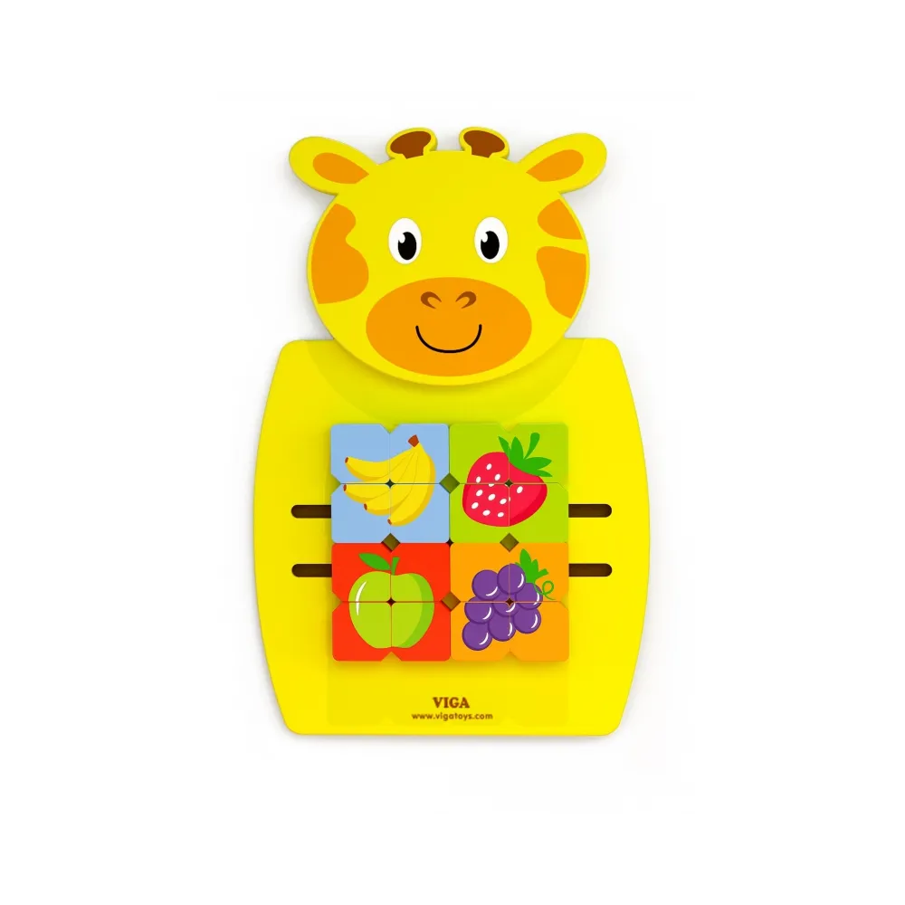 VIGA Drewniana Tablica Manipulacyjna Żyrafka Certyfikat FSC Montessori