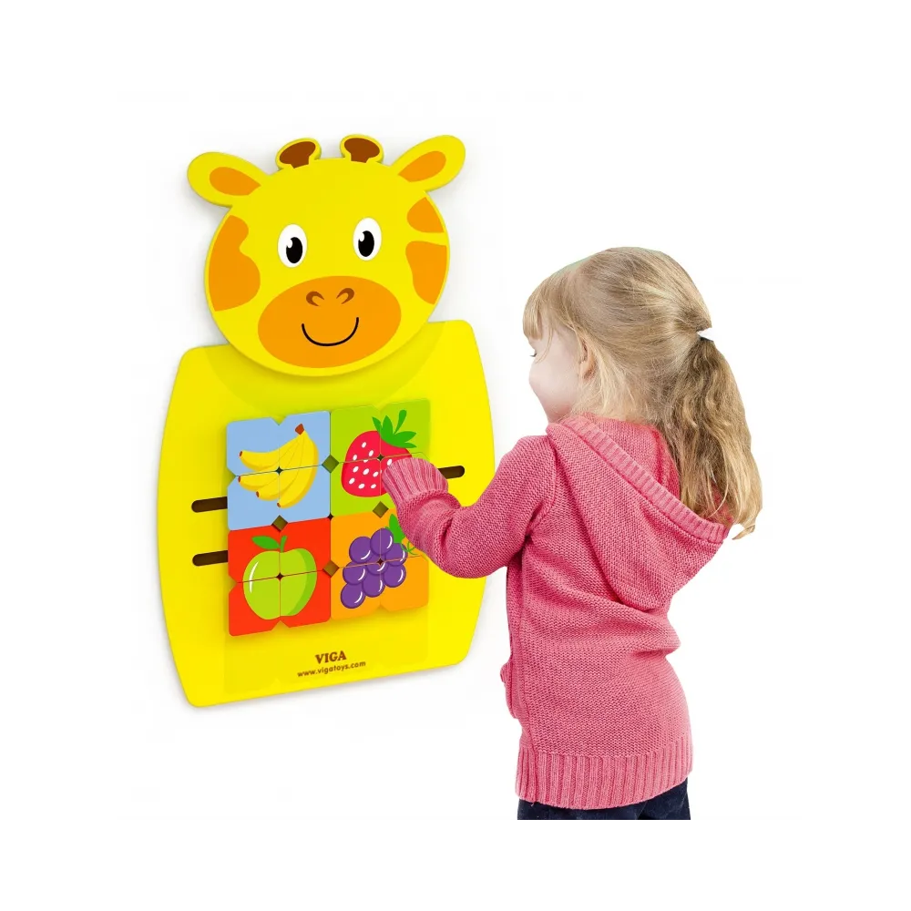 VIGA Drewniana Tablica Manipulacyjna Żyrafka Certyfikat FSC Montessori