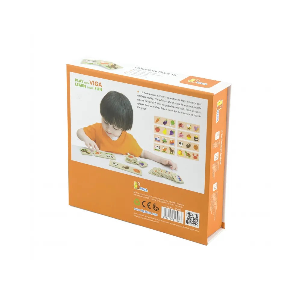 Drewniane Puzzle Logiczne Viga Toys 24 Elementy