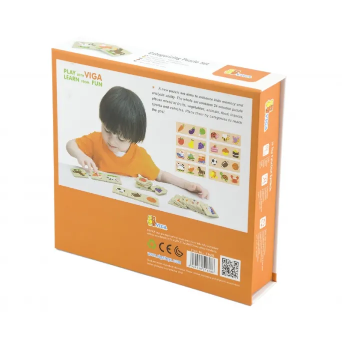 Trójki zwierząt w drewnianych puzzlach Viga