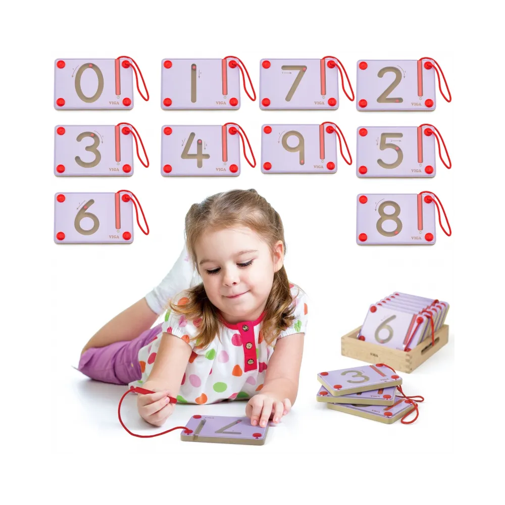VIGA Tabliczki Magnetyczne Nauka Pisania Cyferki Certyfikat FSC Montessori