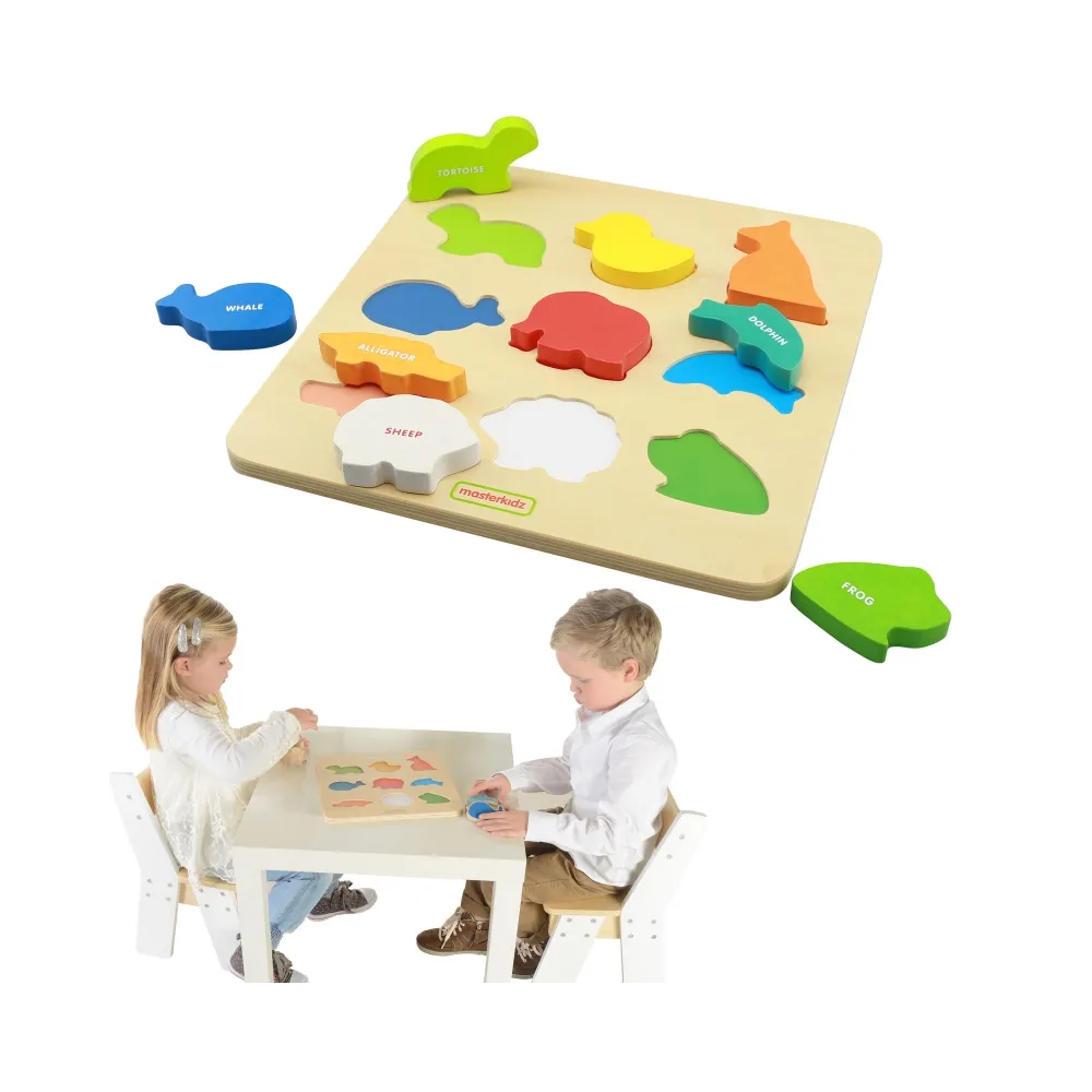 Drewniany sorter kształtów Kolorowe Zwierzątka dla dzieci