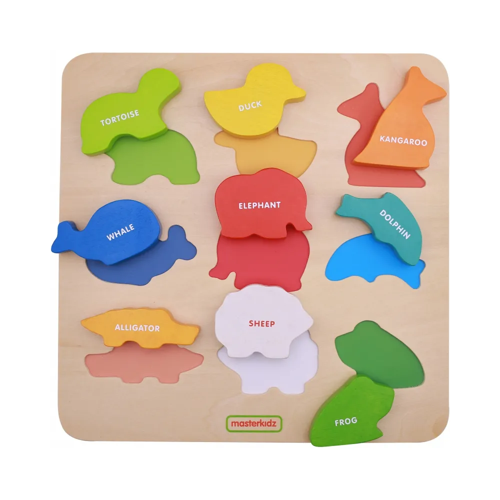 Kolorowe zwierzątka do nauki kształtów i nazw w języku angielskim