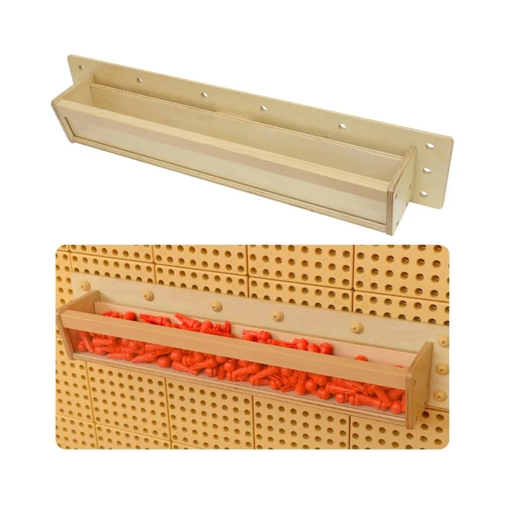 MASTERKIDZ Drewniany Pojemniczek Przezroczysta Ścianka 80 cm do Tablic Naukowo-Kreatywnych STEM