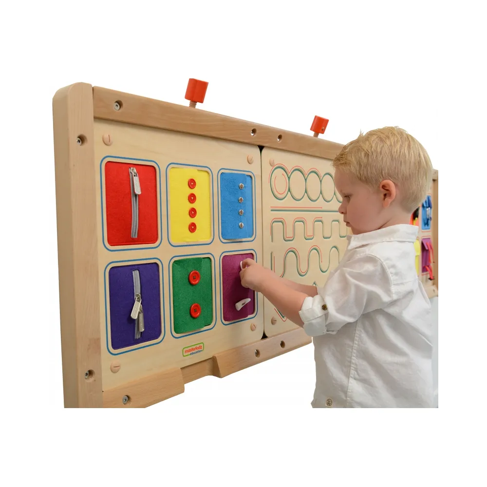 MASTERKIDZ Tablica Ścienna Otwieranie I Zamykanie Zamków Suwaki Guziki Montessori