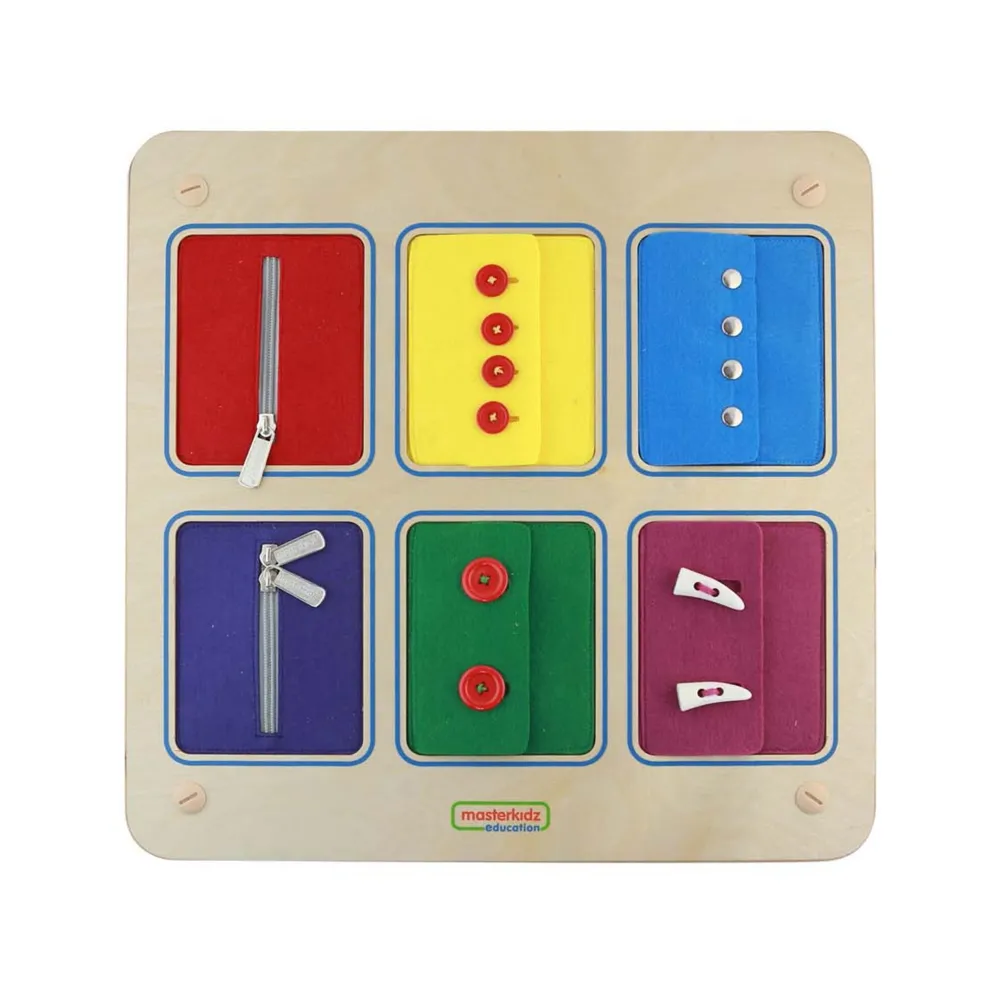 MASTERKIDZ Tablica Ścienna Otwieranie I Zamykanie Zamków Suwaki Guziki Montessori
