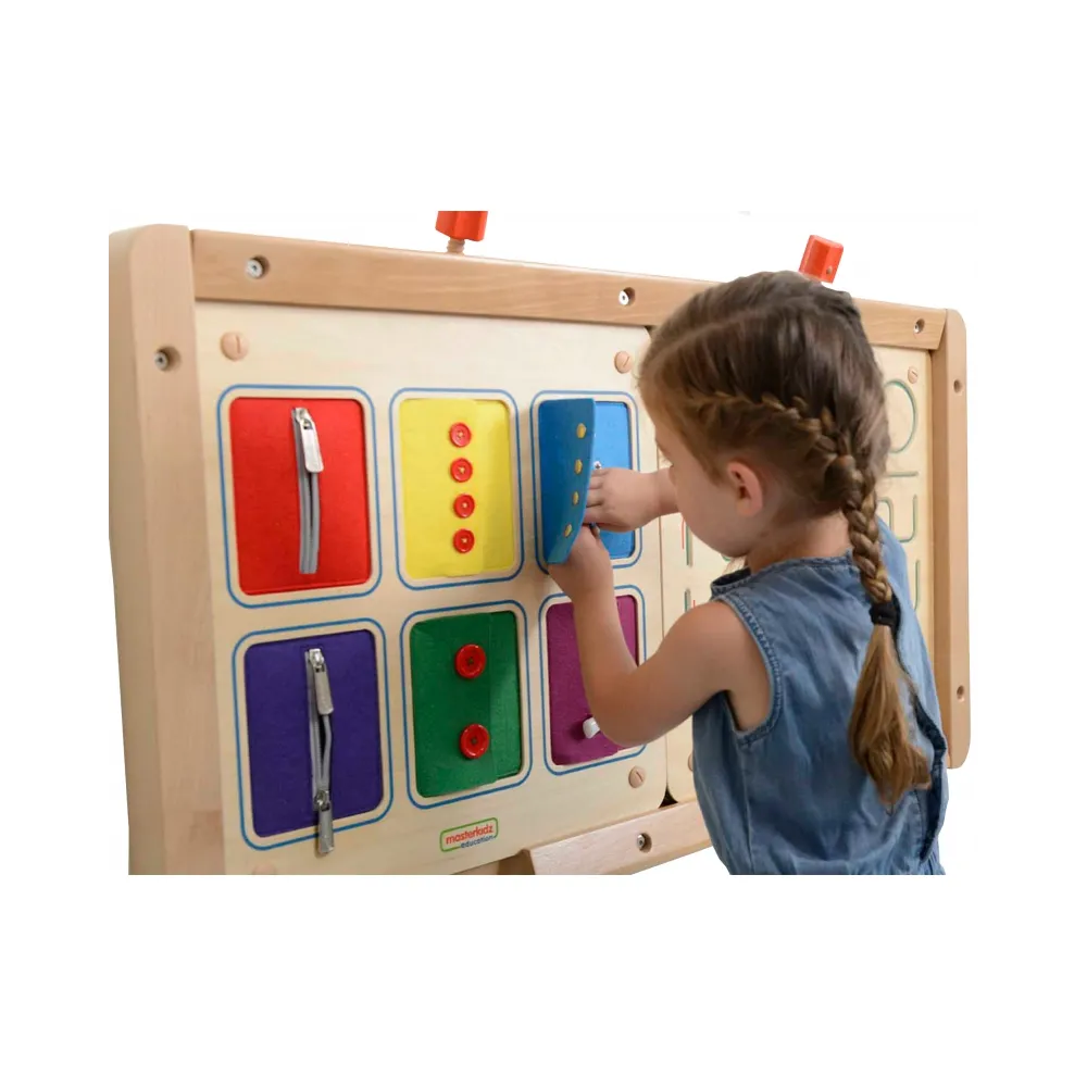 MASTERKIDZ Tablica Ścienna Otwieranie I Zamykanie Zamków Suwaki Guziki Montessori